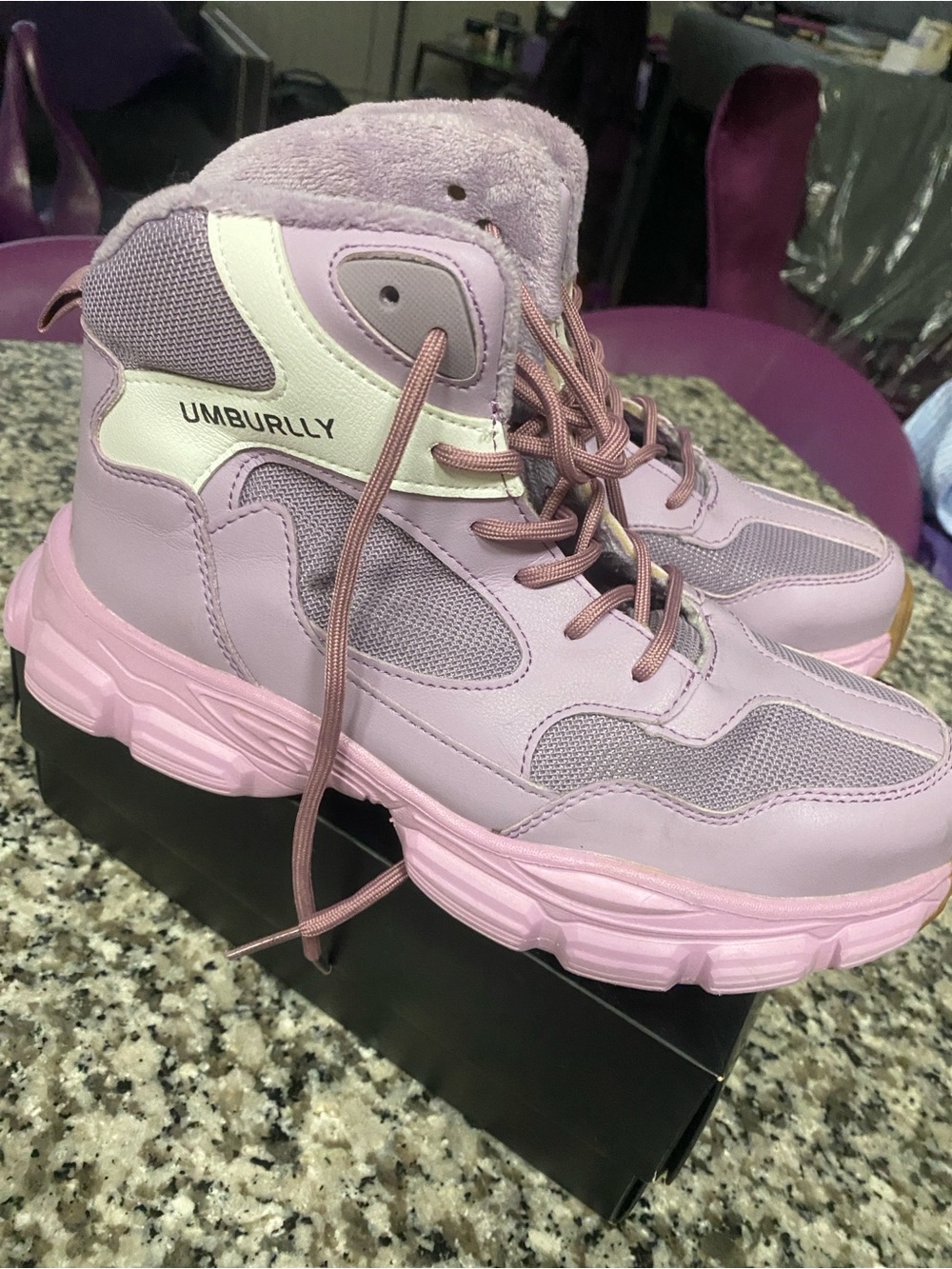 Steel toe boots Women's Lavender High-Top Platform steeltoe boots